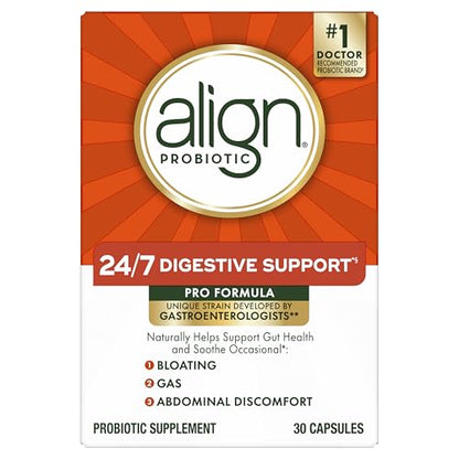 Align Probiotic, Pro Formula, Probiotics for Women and Men, Probiotics for Digestive Health, Men and Womens Probiotic Capsules Help Relieve Occasional Bloating & Gas*, 30 Capsules - Maple Wellness Supplements