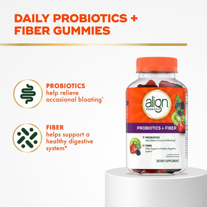Align Probiotic, Probiotics + Fiber Gummies, Probiotics Help Relieve Occasional Bloating*, Fiber Helps Support a Healthy Digestive System - Maple Wellness Supplements