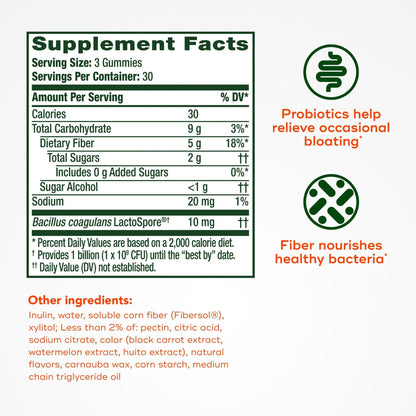 Align Probiotic, Probiotics + Fiber Gummies, Probiotics Help Relieve Occasional Bloating*, Fiber Helps Support a Healthy Digestive System - Maple Wellness Supplements