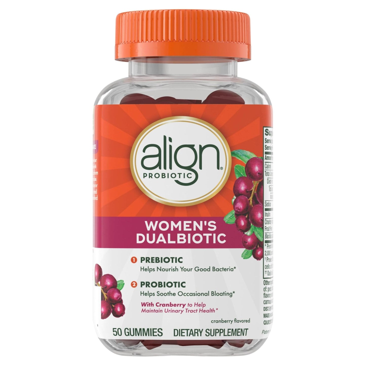 Align Probiotic, Women's Dualbiotic, Womens Probiotic Gummies, Prebiotics and Probiotics for Women, with Cranberry for Urinary Tract Health - Maple Wellness Supplements