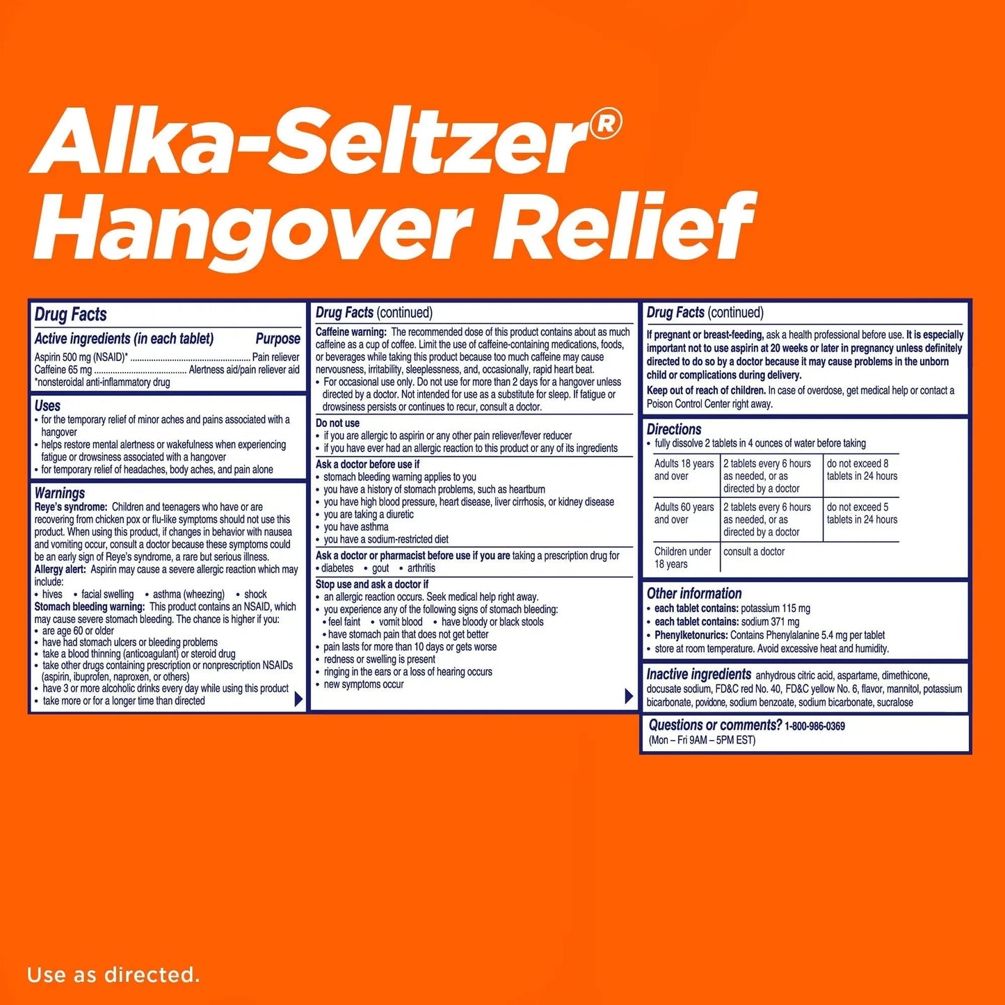 Alka-Seltzer Hangover Relief Tablets, Fast Relief Starts In About 15 Minutes for Headaches, Body Aches & Mental Fatigue, Bachelorette & Bachelor Party Packs 60 Count (3 Boxes, 20 Tablets Each) - Maple Wellness Supplements