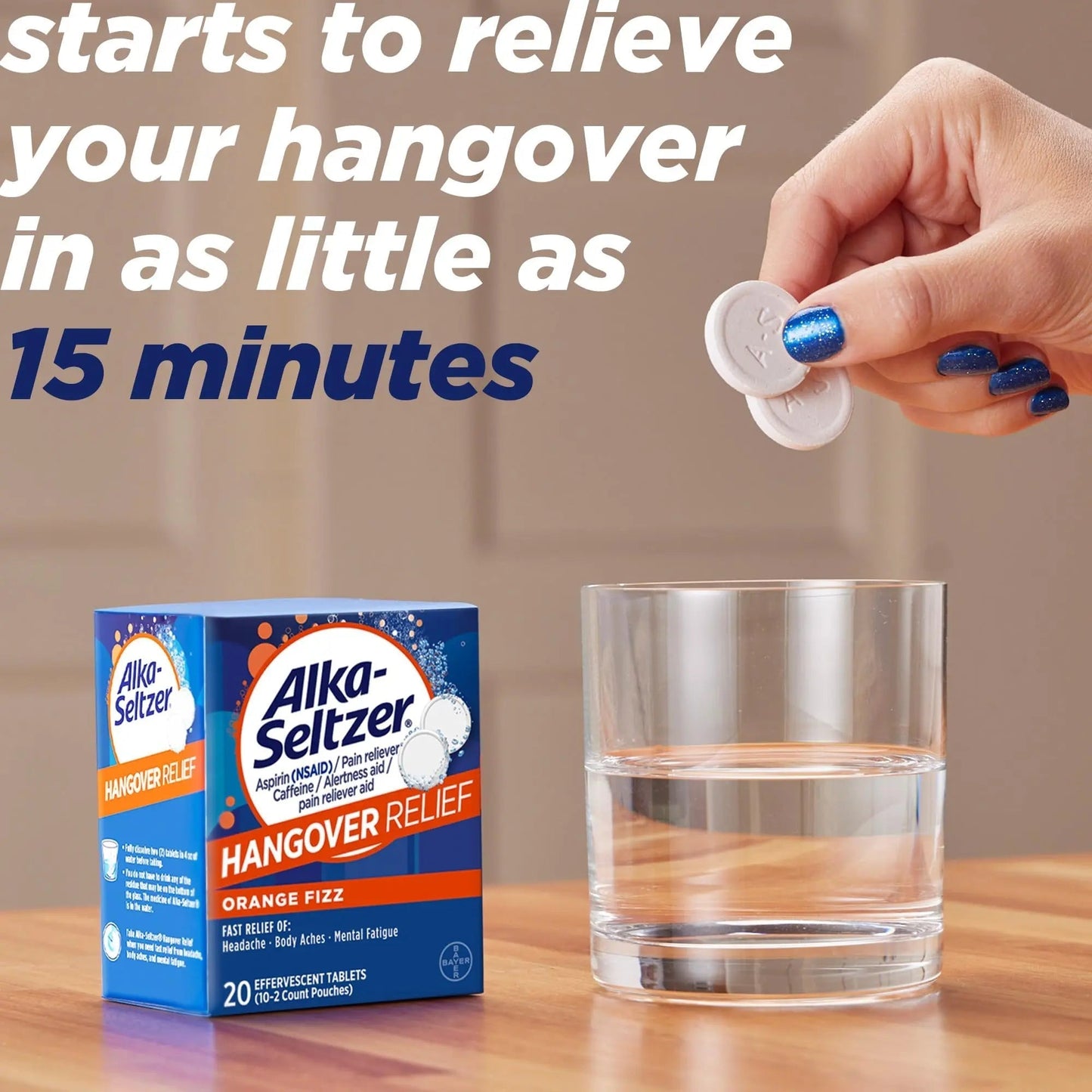 Alka-Seltzer Hangover Relief Tablets, Fast Relief Starts In About 15 Minutes for Headaches, Body Aches & Mental Fatigue, Bachelorette & Bachelor Party Packs 60 Count (3 Boxes, 20 Tablets Each) - Maple Wellness Supplements