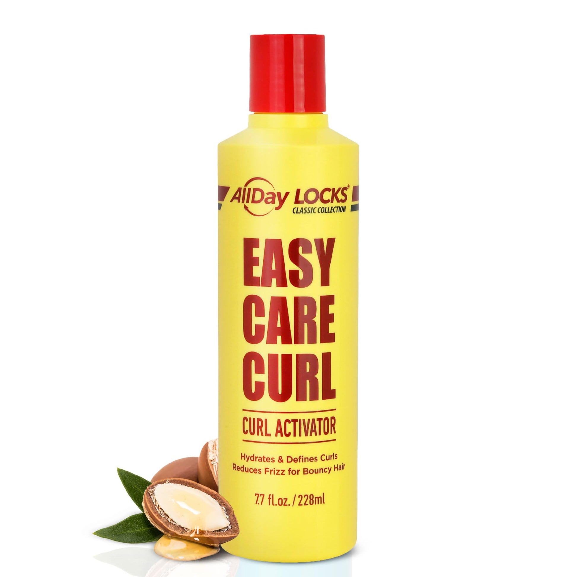 AllDay Locks Classic Easy Care Curl Activator - Activator Product for Curly Hair, Defines & Moisturizes Strands, Milky Cream Product for Men and Women, Easy Curling and Styling - 7.7 oz Bottle - Maple Wellness Supplements
