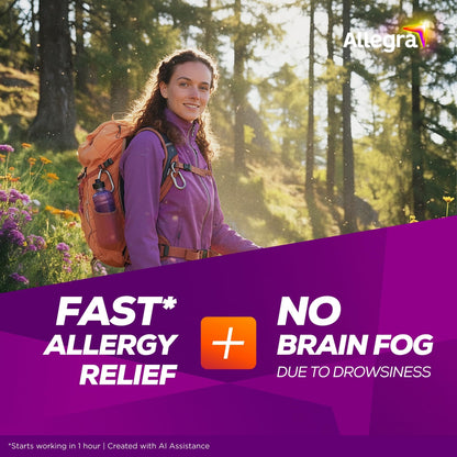 Allegra Adult 24-Hour Allergy Relief Tablets, Non-Drowsy Indoor and Outdoor Allergy Medicine, 180 mg Fexofenadine HCI Antihistamine Pill, 30 Count Plus 1 Count Travel Pack - Maple Wellness Supplements