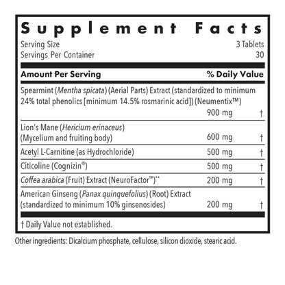 Allergy Research Group Advanced NeuroPlus - Nootropic Formula with Spearmint Extract, Lions Mane & Citicoline - Supports Working Memory Focus & Cognitive Function - 30 Servings - 90 Tablets - Maple Wellness Supplements