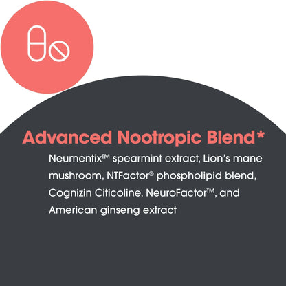 Allergy Research Group Advanced NeuroPlus - Nootropic Formula with Spearmint Extract, Lions Mane & Citicoline - Supports Working Memory Focus & Cognitive Function - 30 Servings - 90 Tablets - Maple Wellness Supplements