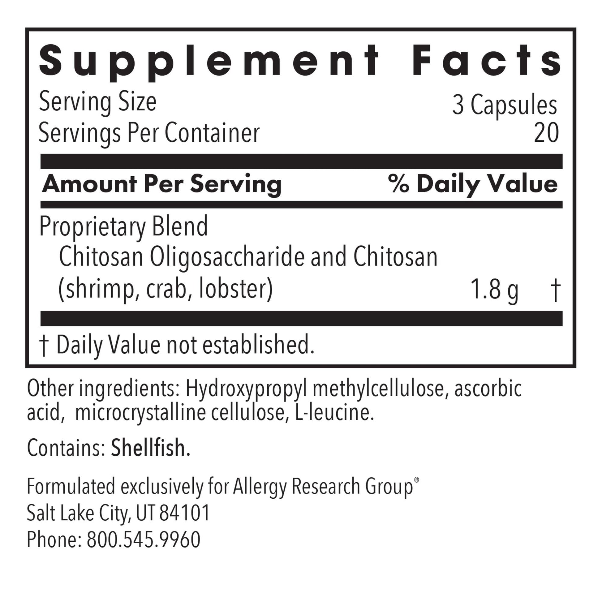 Allergy Research Group MicroChitosan Supplement - Chitosan, Chitosan Oligosaccharide, Cleansing Support Binder, Enhanced Detoxification - Maple Wellness Supplements
