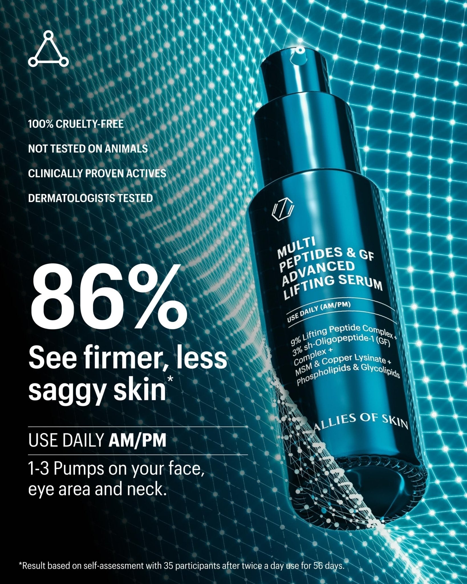 Allies of Skin Multi Peptides & Growth Factor Collagen Boosting Face Serum | Skin Tightening Anti-Aging Complex with 9% Peptides| Firms Sagging Skin & Visibly Reduces Wrinkles (1 oz) - Maple Wellness Supplements