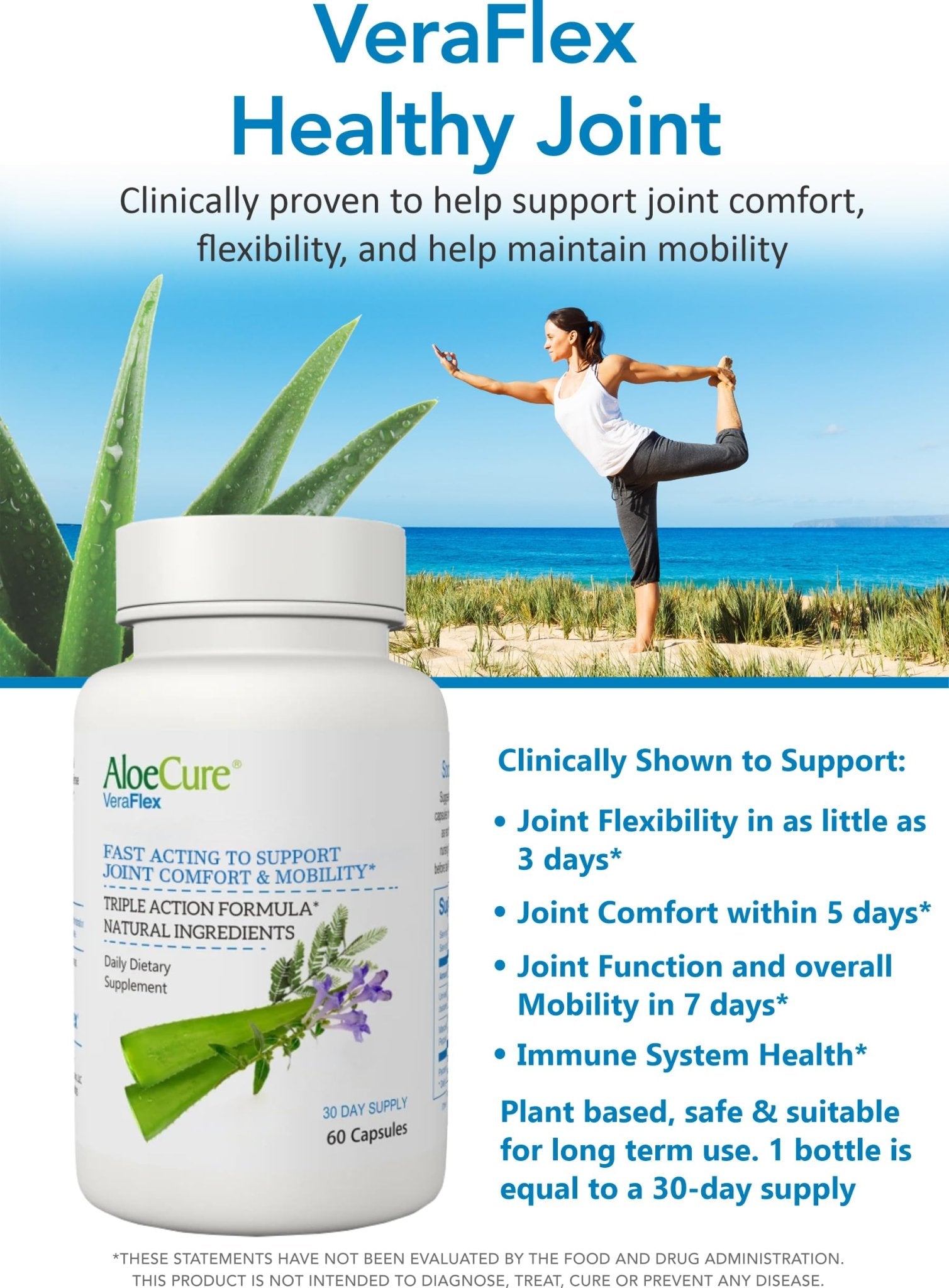 AloeCure VeraFlex Natural Joint Support Supplement with USDA Organic Aloe Vera - Maple Wellness Supplements