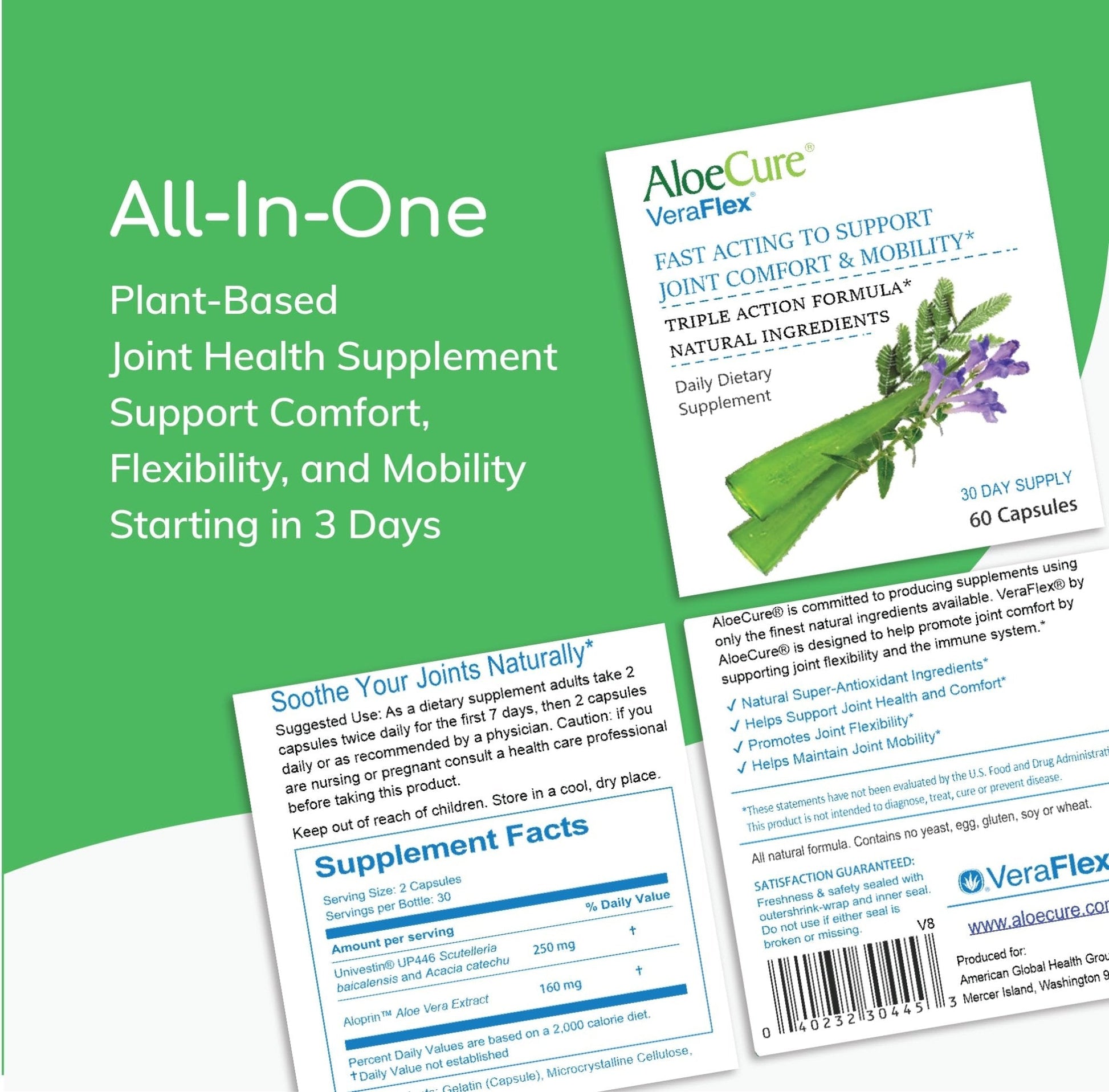 AloeCure VeraFlex Natural Joint Support Supplement with USDA Organic Aloe Vera - Maple Wellness Supplements