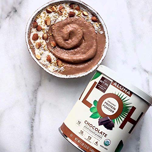 ALOHA Organic Plant Based Protein Powder, Stevia Free, Chocolate, 19.6 oz, 15 Servings - Maple Wellness Supplements
