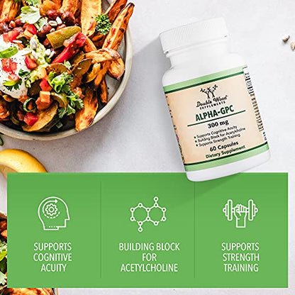 Alpha GPC Choline 600mg Capsules - Brain Support Supplement for Focus, Memory - Maple Wellness Supplements