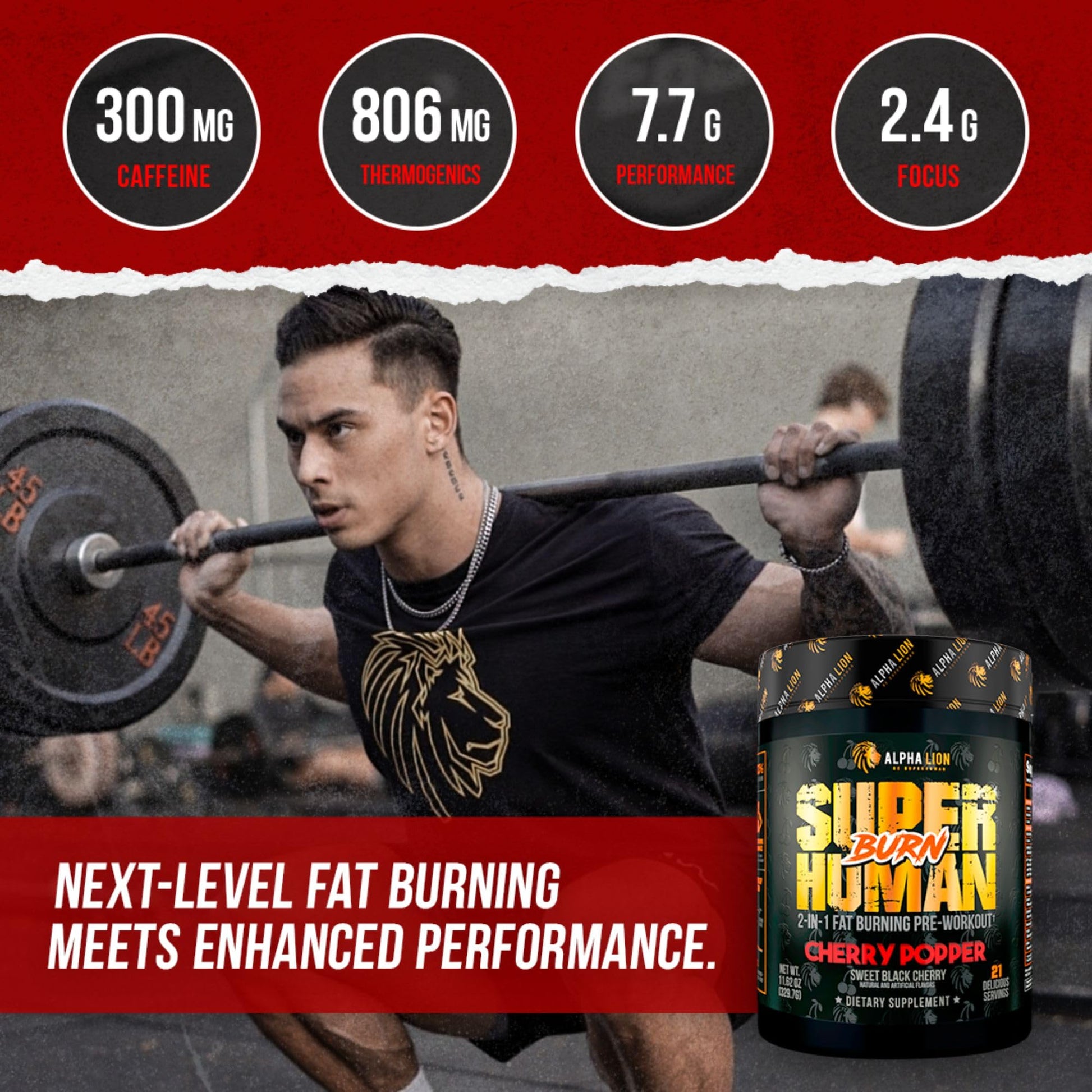 ALPHA LION Superhuman Burn – 2 in 1 Metabolism Booster Pre Workout and Thermogenic Burner for Men – Appetite Suppressant - Maple Wellness Supplements