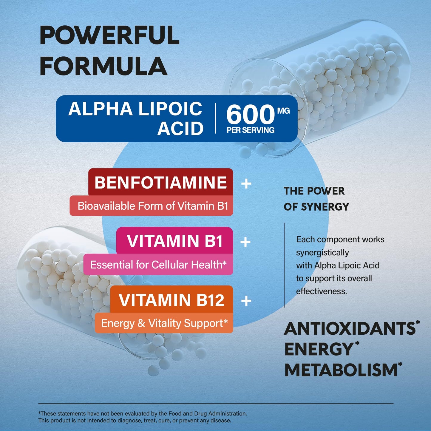 Alpha Lipoic Acid 600mg - ALA Supplement Antioxidant for Nerve, Energy & Metabolism Support - Extra Strength with Benfotiamine, B1 & B12 - Lab Tested, NON-GMO & Vegan - Maple Wellness Supplements
