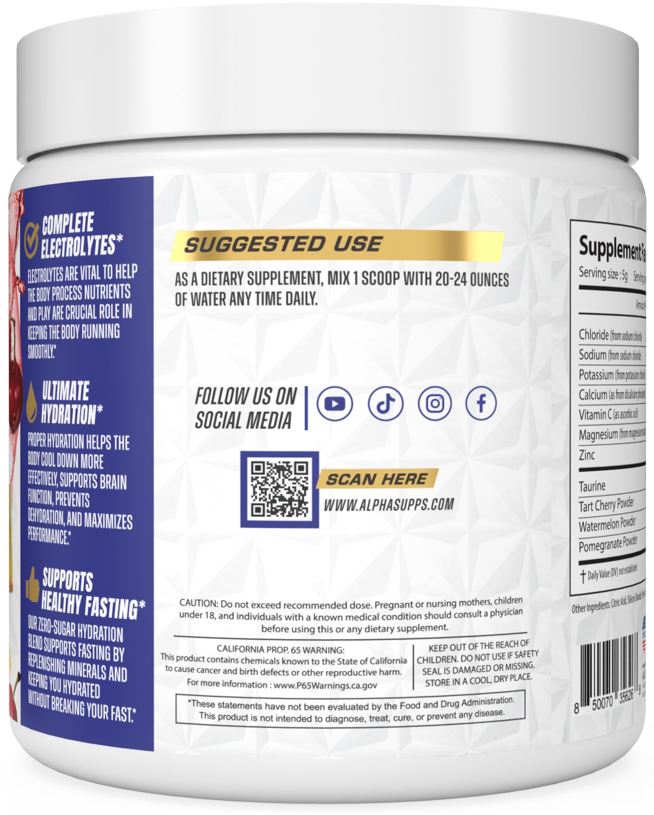 Alpha Lytes - Electrolyte Powder Daily Hydration Drink Mix - Sugar-Free, Zero Calorie Instant Formula with Trace Minerals and Antioxidants - Maple Wellness Supplements