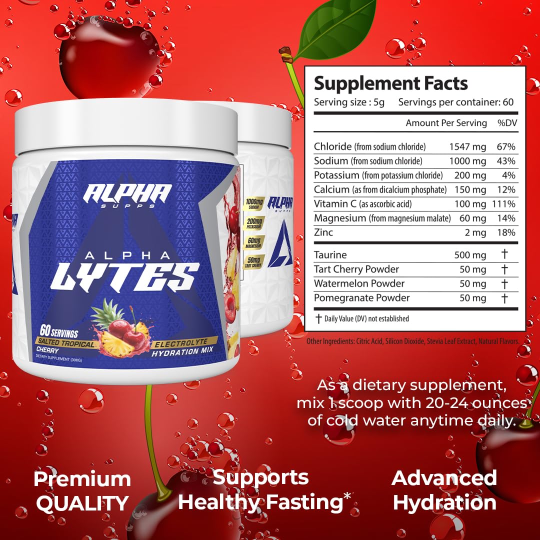 Alpha Lytes - Electrolyte Powder Daily Hydration Drink Mix - Sugar-Free, Zero Calorie Instant Formula with Trace Minerals and Antioxidants - Maple Wellness Supplements