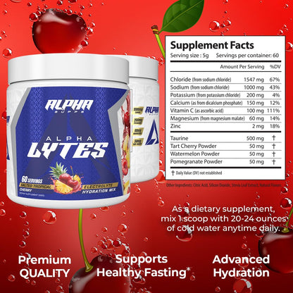 Alpha Lytes - Electrolyte Powder Daily Hydration Drink Mix - Sugar-Free, Zero Calorie Instant Formula with Trace Minerals and Antioxidants - Maple Wellness Supplements