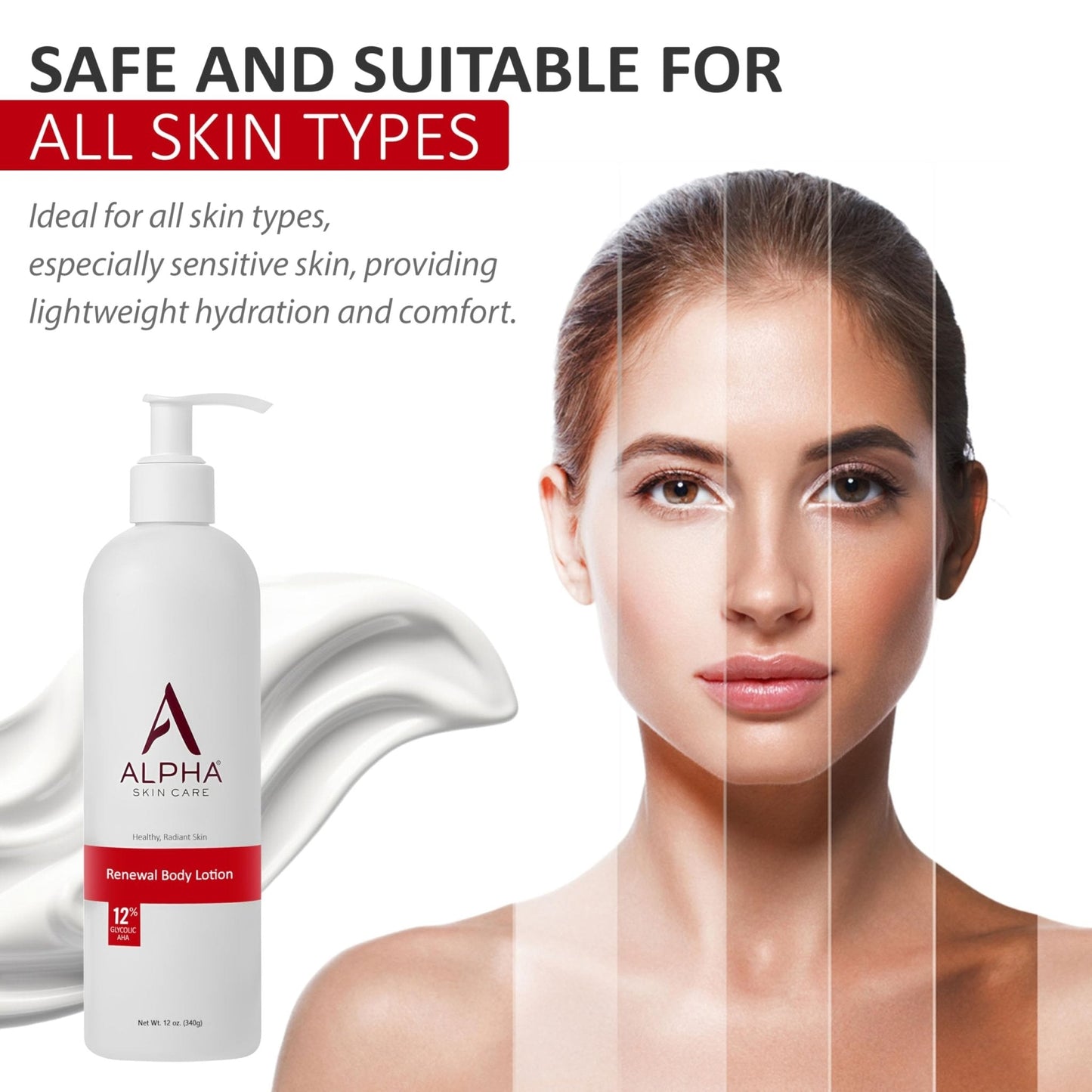 Alpha Skin Care Revitalizing Body Lotion, 12% Glycolic AHA, Simple & Effective Daily Moisturizer with Alpha Hydroxy Acid - Maple Wellness Supplements