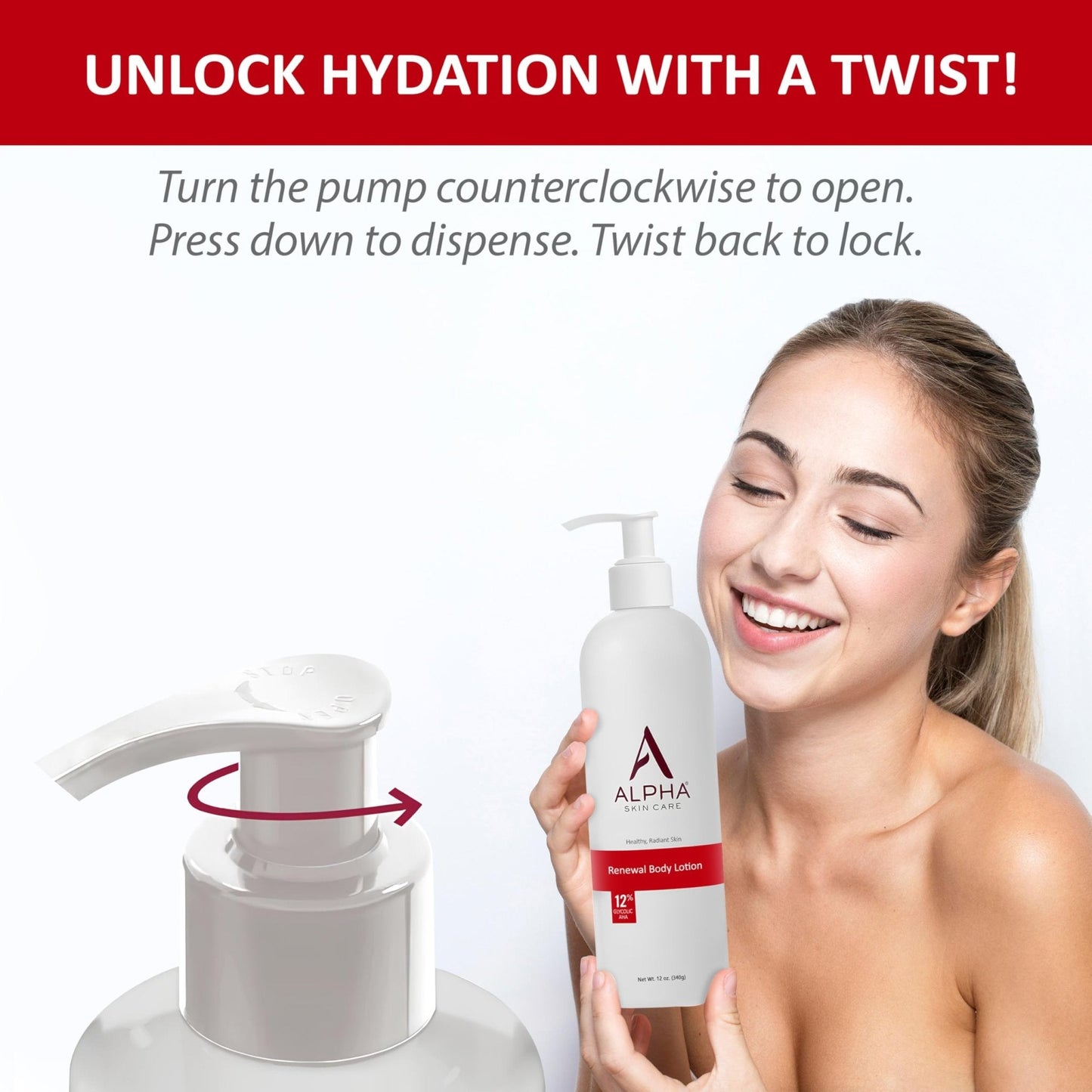 Alpha Skin Care Revitalizing Body Lotion, 12% Glycolic AHA, Simple & Effective Daily Moisturizer with Alpha Hydroxy Acid - Maple Wellness Supplements