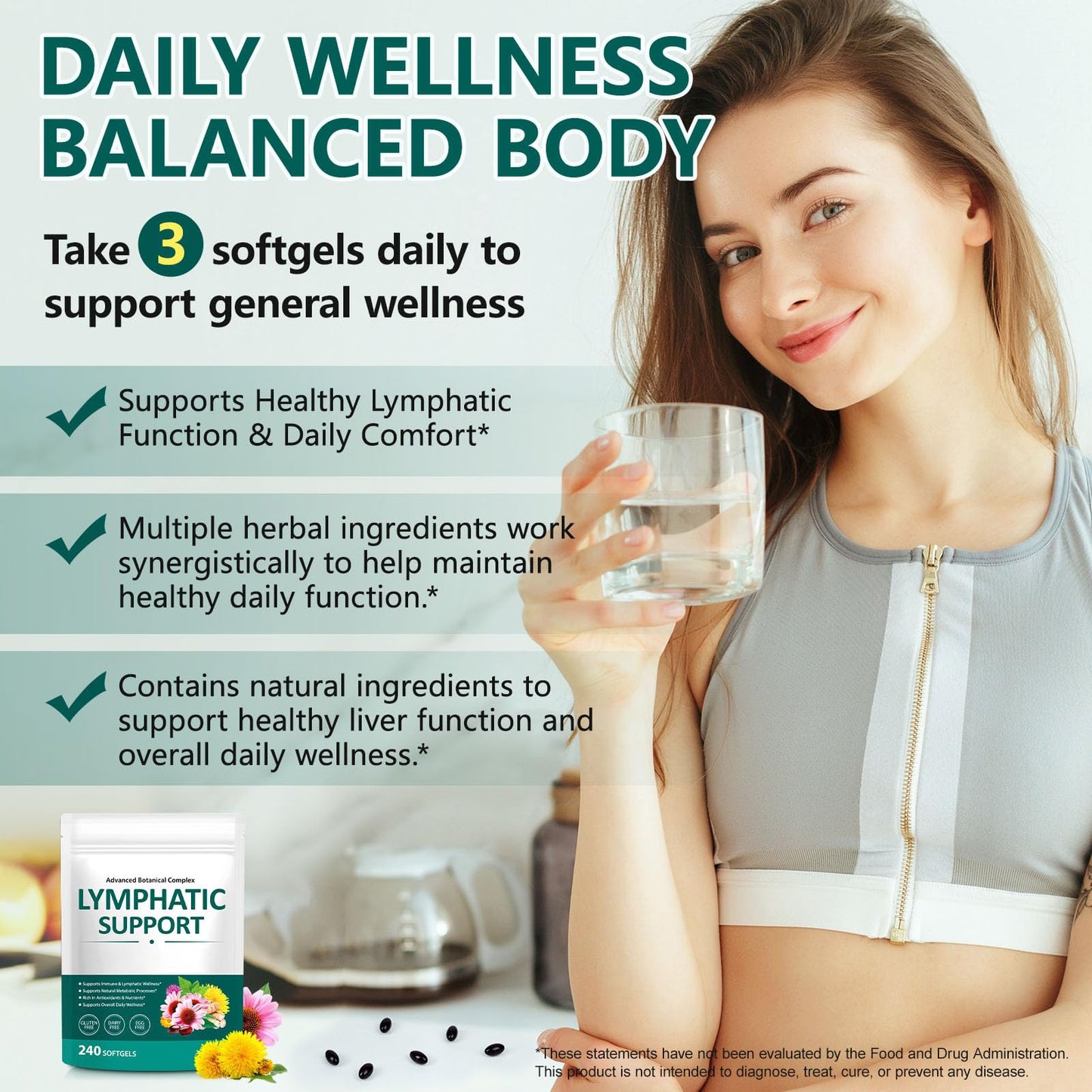 Alstaky Lymphatic Drainage Supplement - 240 Softgels, with Echinacea, Dandelion, and Burdock, Promotes Healthy Circulation & Fluid Balance, Lymph System Support Supplement for Women & Men - Maple Wellness Supplements