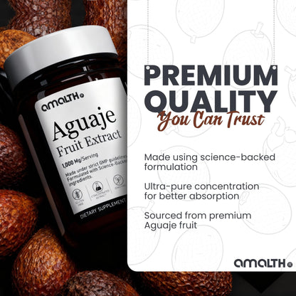 Amalth Aguaje Curves Capsule for Women 1000 mg- Extra Strength from Peru Natural Supplements- 120 Capsules Non- GMO Premium Quality Pills - Maple Wellness Supplements
