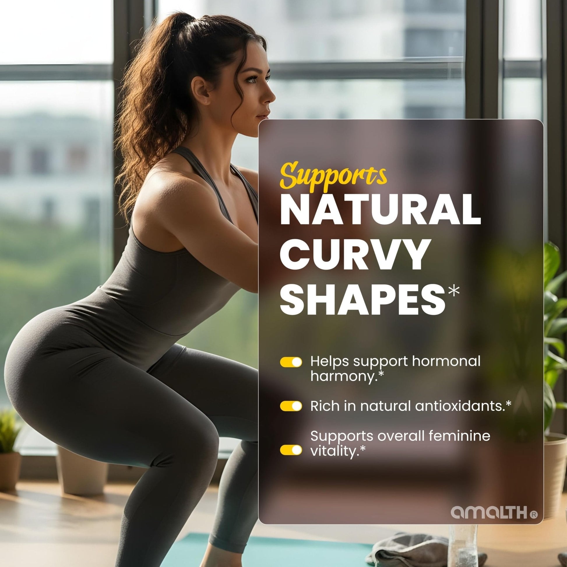 Amalth Aguaje Curves Capsule for Women 1000 mg- Extra Strength from Peru Natural Supplements- 120 Capsules Non- GMO Premium Quality Pills - Maple Wellness Supplements