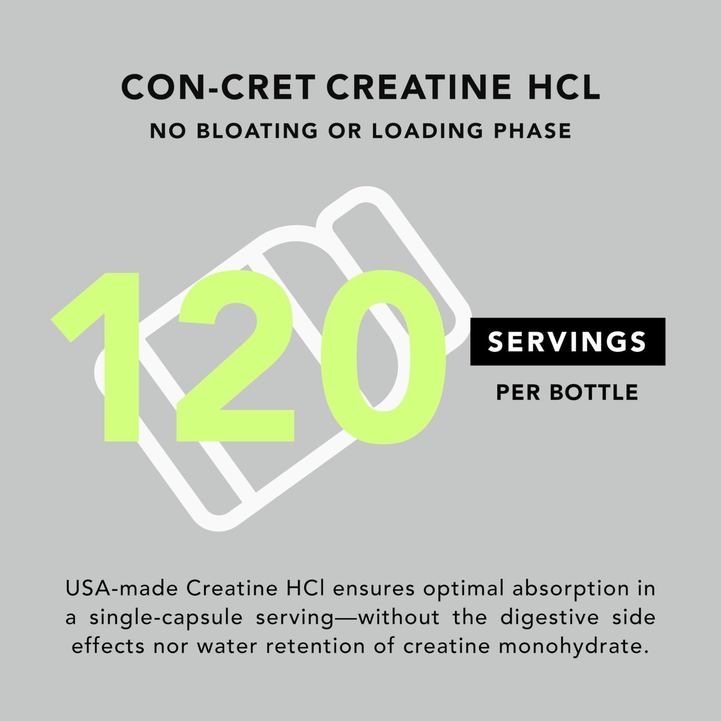 AMANDEAN Creatine HCl Pills. American Made CON-CRET. 120 Capsules. 7X Concentrated. No Bloat. Muscle, Energy, Cognitive, Recovery Support for Men & Women. Gluten Free, Non-GMO. - Maple Wellness Supplements