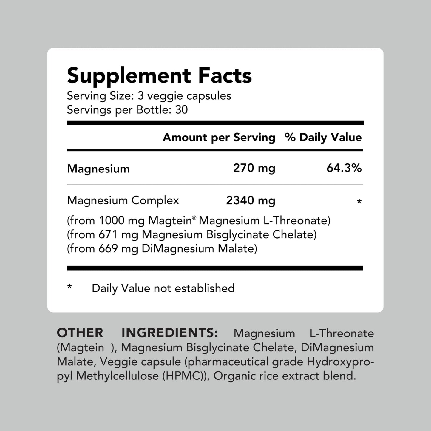 AMANDEAN Magtein Magnesium Complex. L-Threonate, Glycinate, Malate Triple Blend Chelated Magnesium Supplement. 90 Veggie Capsules. High Absorption Branded Ingredients. Brain Health, Sleep, Calm*. - Maple Wellness Supplements