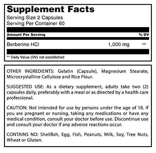 Amazing Formulas Berberine 1000mg Per Serving 120 Capsules Supplement | Non GMO - Maple Wellness Supplements