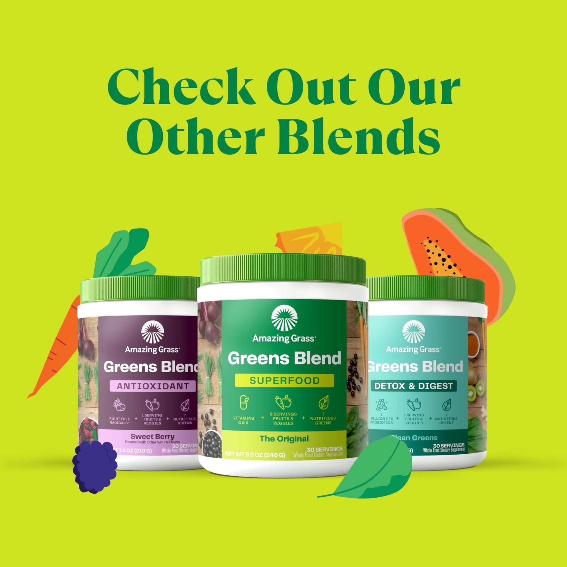 Amazing Grass Greens Blend Mood: Super Greens Powder Smoothie Mix for Mood, Relaxat - Maple Wellness Supplements