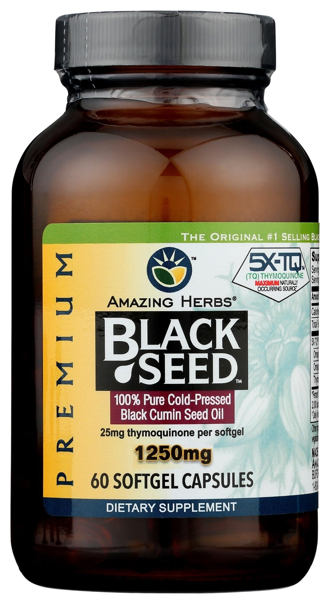 Amazing Herbs Premium Capsules - High Potency, Cold Pressed Nigella Sativa Aids in Digestive Health - Maple Wellness Supplements