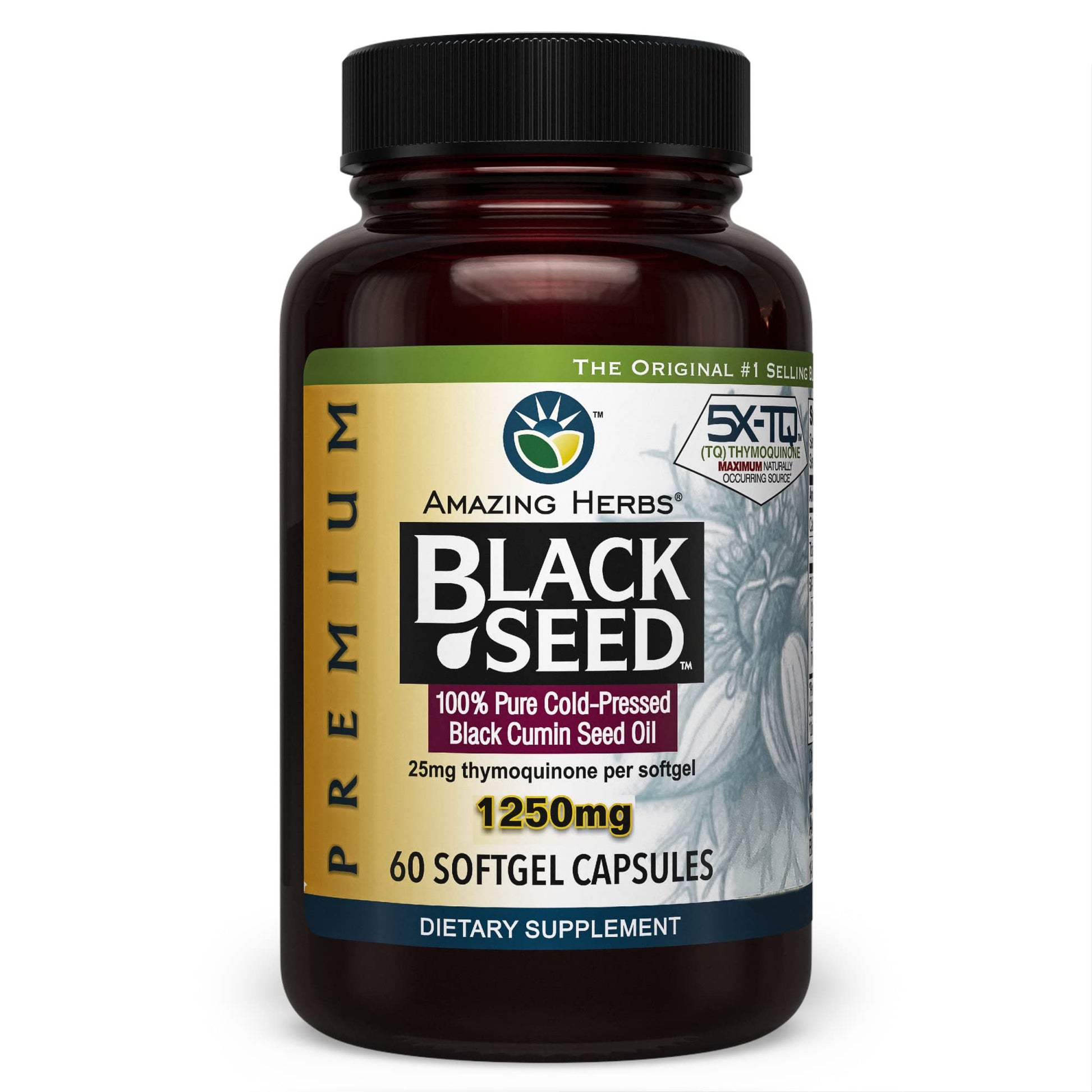 Amazing Herbs Premium Capsules - High Potency, Cold Pressed Nigella Sativa Aids in Digestive Health - Maple Wellness Supplements