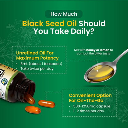 Amazing Herbs Premium Liquid Black Seed Oil - Cold Pressed with Nigella & Sativa, Aids in Digestive Health, Omegas 3 6 & 9, Immune Support, Brain Function - Maple Wellness Supplements