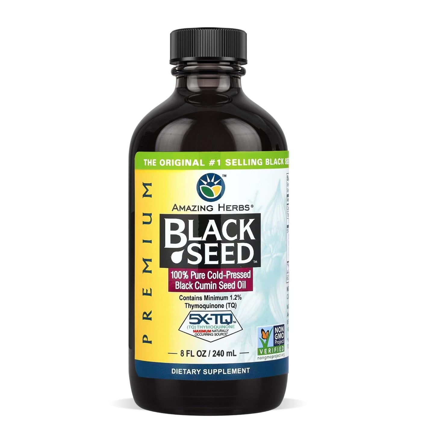 Amazing Herbs Premium Liquid Black Seed Oil - Cold Pressed with Nigella & Sativa, Aids in Digestive Health, Omegas 3 6 & 9, Immune Support, Brain Function - Maple Wellness Supplements