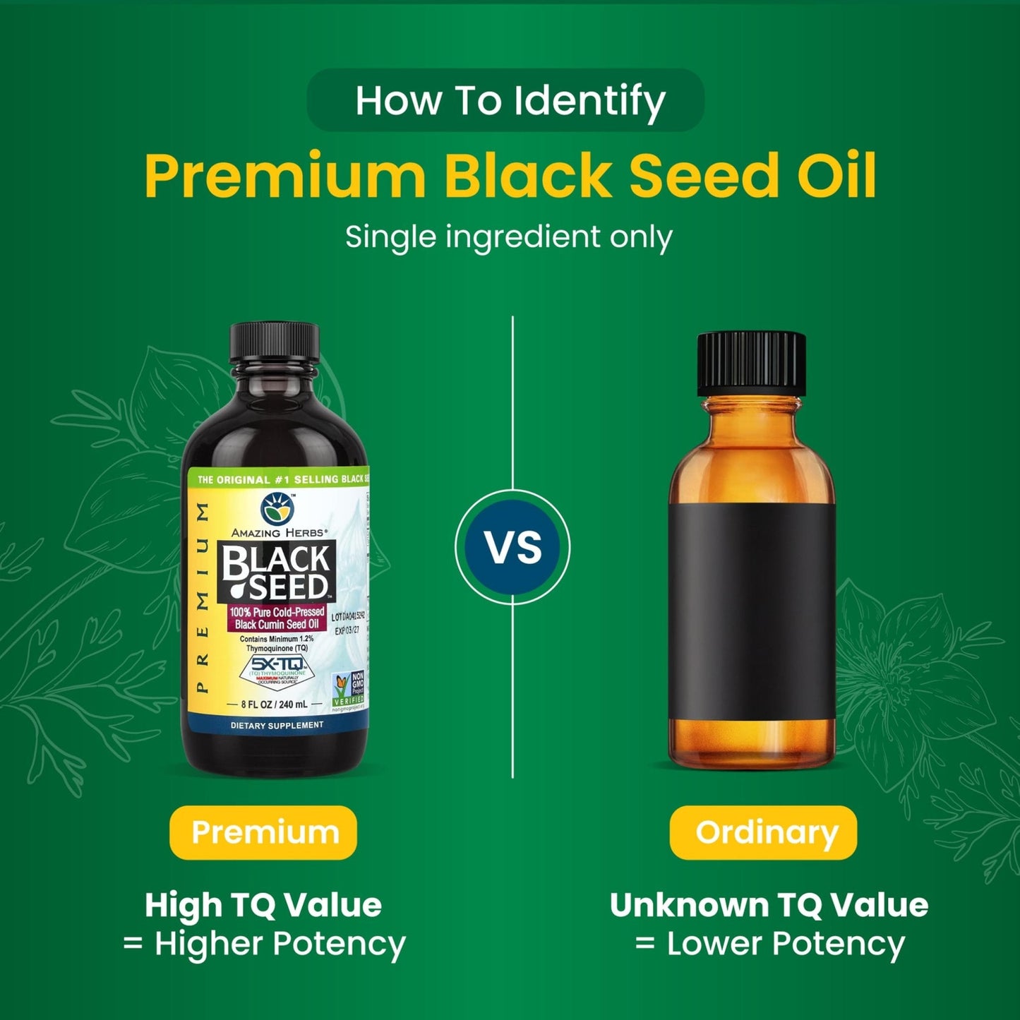 Amazing Herbs Premium Liquid Black Seed Oil - Cold Pressed with Nigella & Sativa, Aids in Digestive Health, Omegas 3 6 & 9, Immune Support, Brain Function - Maple Wellness Supplements