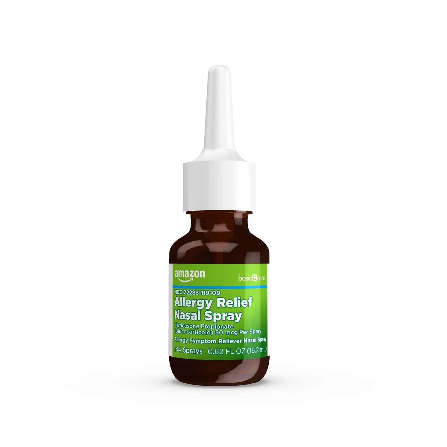 Amazon Basic Care 24-Hour Allergy Relief Nasal Spray, Fluticasone Propionate (Glucocorticoid), 50 mcg, Full Prescription Strength, Non-Drowsy, 0.62 Fl Oz - Maple Wellness Supplements