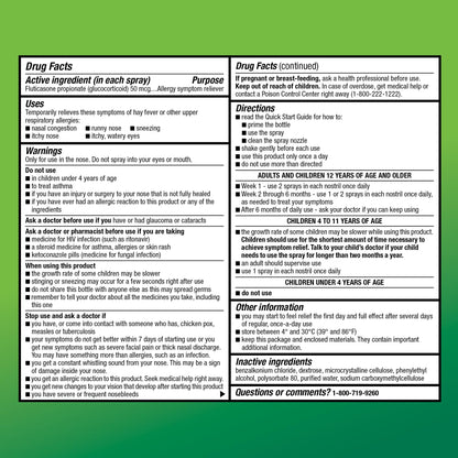 Amazon Basic Care 24-Hour Allergy Relief Nasal Spray, Fluticasone Propionate (Glucocorticoid), 50 mcg, Full Prescription Strength, Non-Drowsy, 0.62 Fl Oz - Maple Wellness Supplements