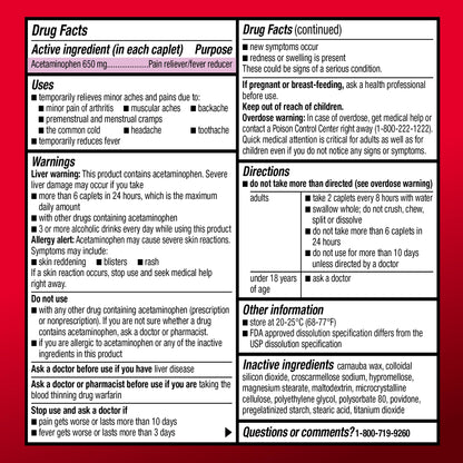 Amazon Basic Care Acetaminophen Extended-Release Tablets, 650 mg, Pain Reliever, Fever Reducer, Arthritis Pain, Headache, Backache, Menstrual Pain, 400 Count - Maple Wellness Supplements