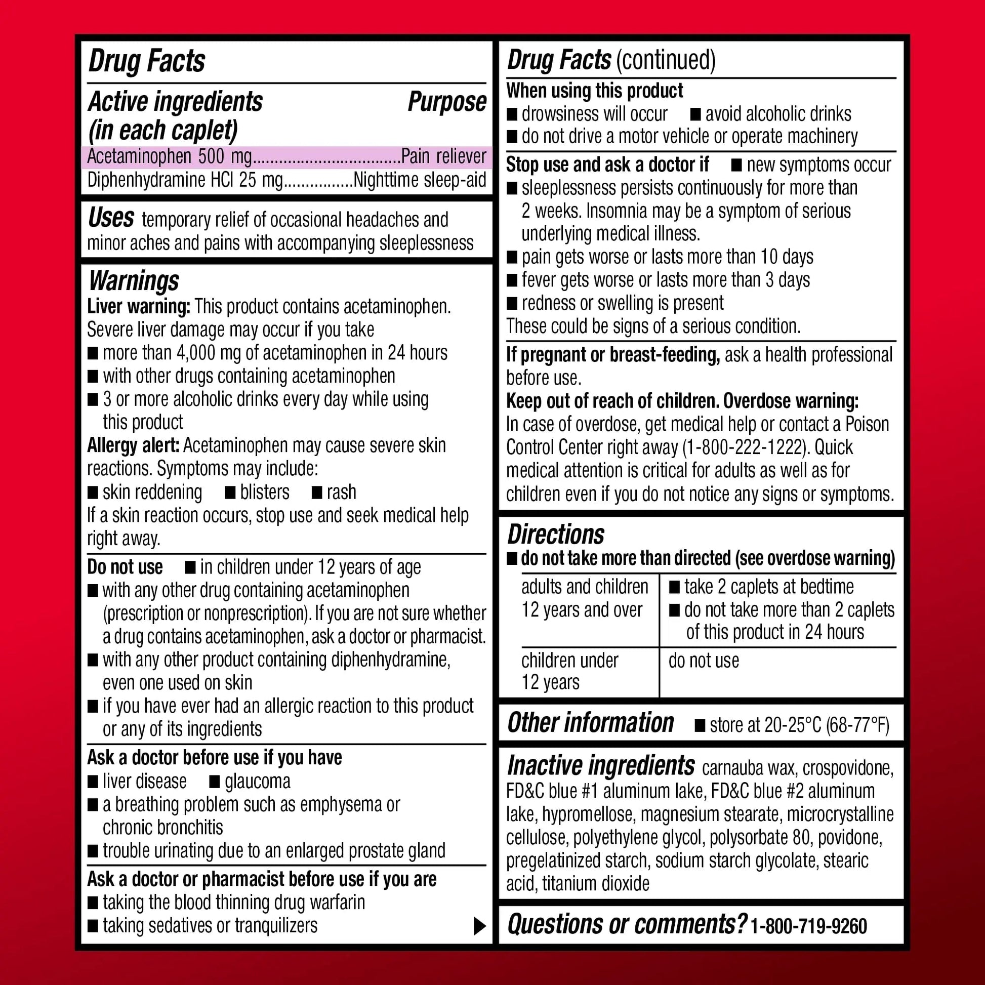 Amazon Basic Care Acetaminophen PM, Pain Reliever Plus Nighttime Sleep Aid, Blue, 100 Count - Maple Wellness Supplements