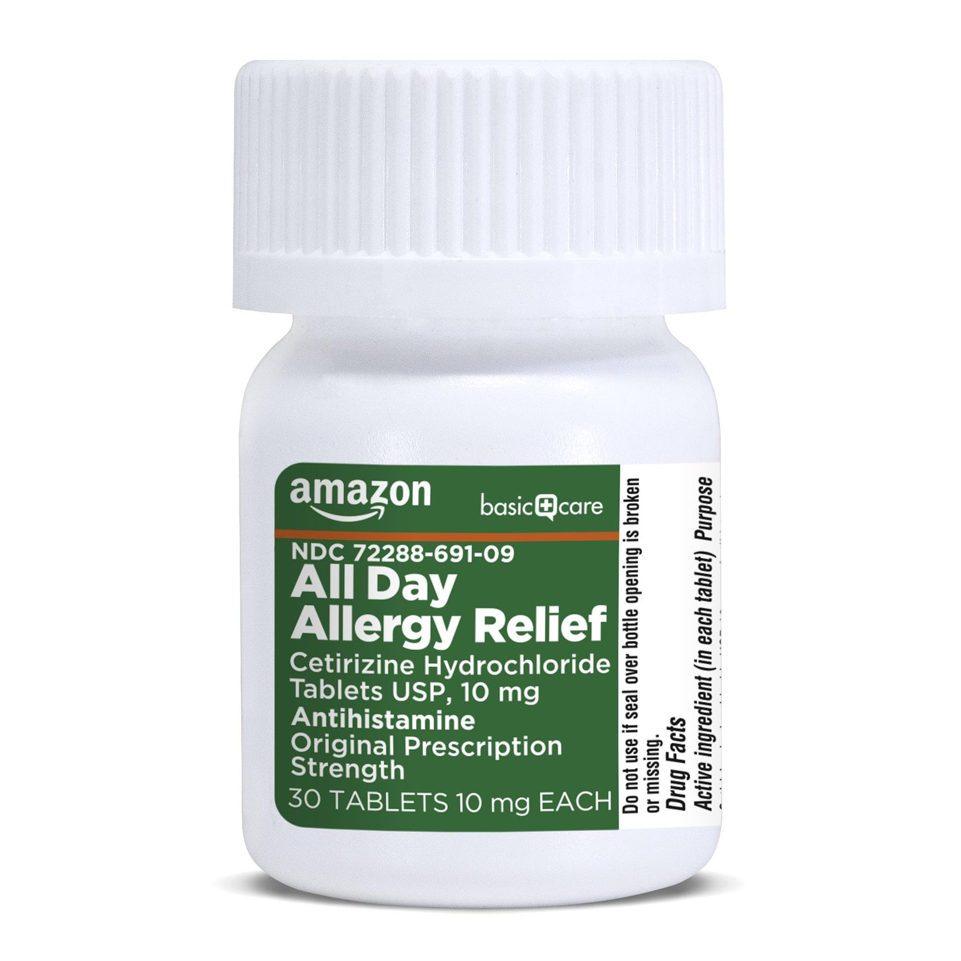 Amazon Basic Care All Day Allergy, Cetirizine Hydrochloride Tablets, 10 mg, 24-Hour Relief for Sneezing, Runny Nose, Itchy Eyes & Throat, Indoor & Outdoor Allergy Relief, 30 Count - Maple Wellness Supplements