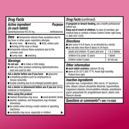Amazon Basic Care Allergy Relief Diphenhydramine HCl 25 mg, Antihistamine Tablets for Symptoms Due to Hay Fever and Upper Respiratory Allergies, Mini-Tabs, 100 Count - Maple Wellness Supplements