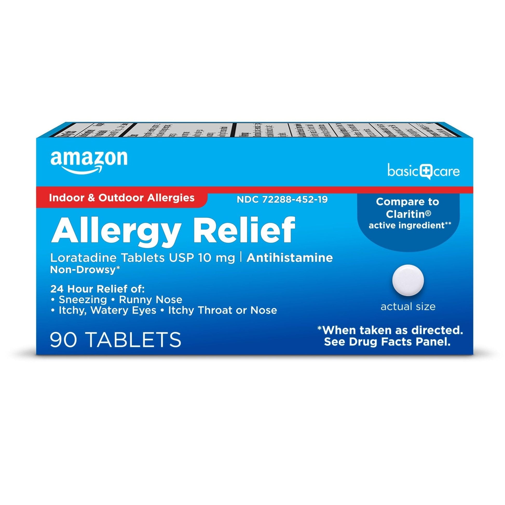 Amazon Basic Care Allergy Relief Loratadine Tablets 10 mg, 90 Count - Maple Wellness Supplements