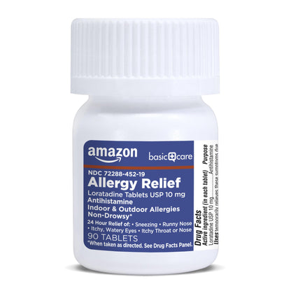 Amazon Basic Care Allergy Relief Loratadine Tablets 10 mg, 90 Count - Maple Wellness Supplements