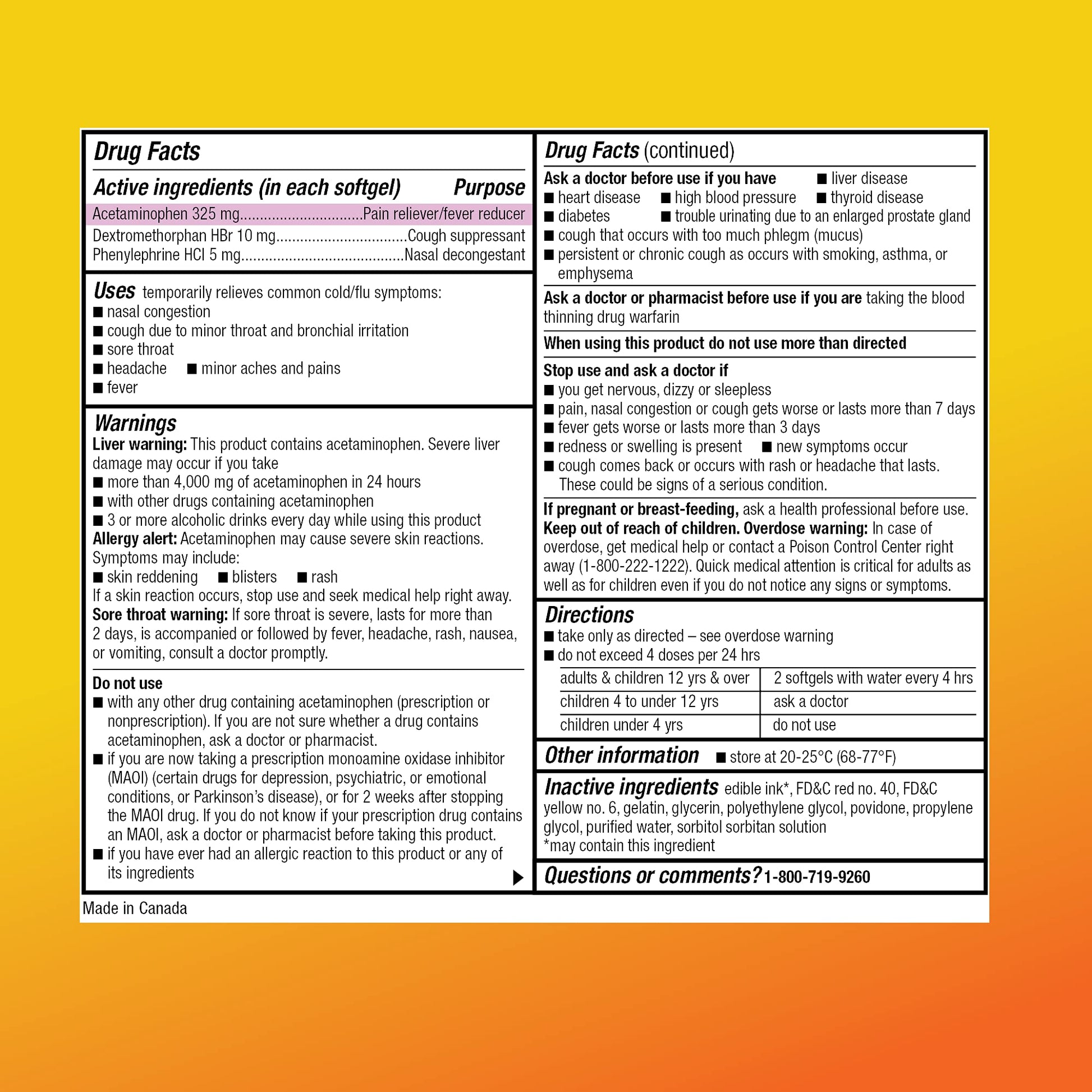 Amazon Basic Care Daytime Cold & Flu Liquid Caps; Cold Care for Daytime Cold and Flu, Orange, 48 Count (Pack of 1) - Maple Wellness Supplements