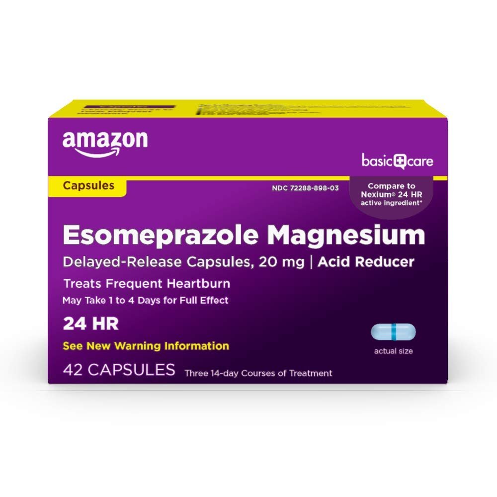 Amazon Basic Care Esomeprazole Magnesium Delayed Release Capsules, 20 mg, Acid Reducer, 42 Count - Maple Wellness Supplements
