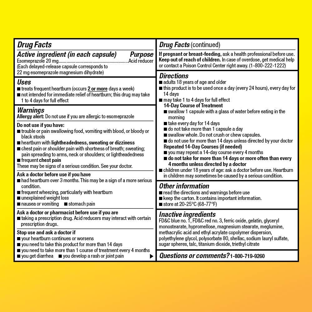 Amazon Basic Care Esomeprazole Magnesium Delayed Release Capsules, 20 mg, Acid Reducer, 42 Count - Maple Wellness Supplements