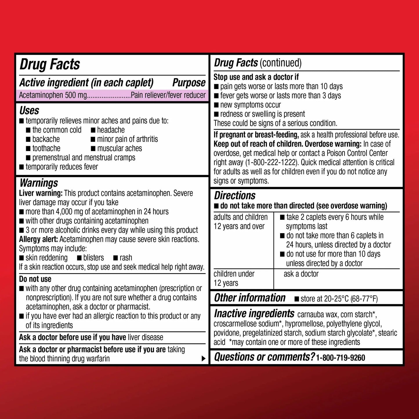 Amazon Basic Care Extra Strength Acetaminophen Caplets 500 mg, Pain Reliever and Fever Reducer, Gentle on Stomach, For Arthritis Pain, Backache Pain and More, 50 Packets of 2 Capsules Each, 100 Count - Maple Wellness Supplements