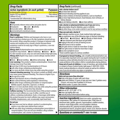 Amazon Basic Care Extra Strength Headache Relief Geltabs, Pain Reliever for Arthritis, Menstrual Pain and Cramps, 80 Count - Maple Wellness Supplements