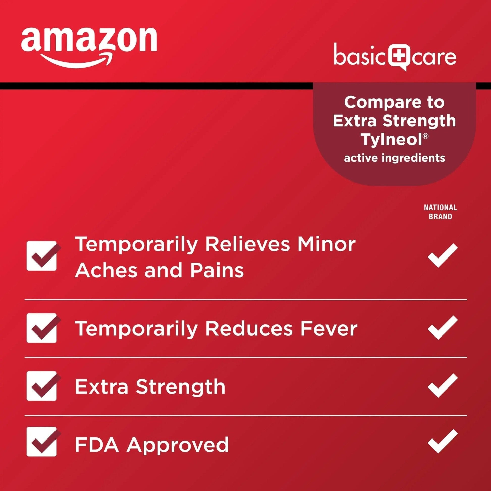 Amazon Basic Care Extra Strength Pain Relief, Acetaminophen Caplets, 500 mg, Pain Reliever/Fever Reducer, 500 Count - Maple Wellness Supplements