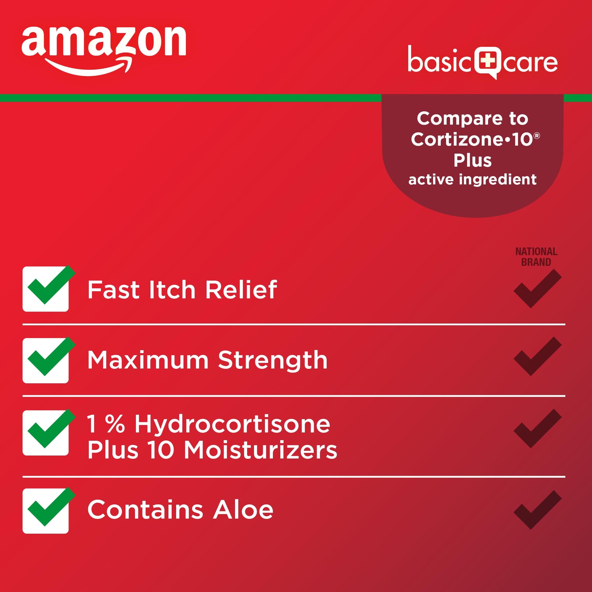 Amazon Basic Care Hydrocortisone 1% Anti-Itch Cream, White, 2 Ounce (Pack of 1) - Maple Wellness Supplements
